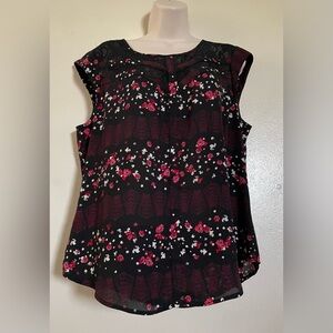 Candie's Black and Pink Floral Blouse